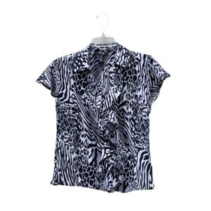 Style & Co. ruffle front blouse short sleeve zebra print Size 8 Petite